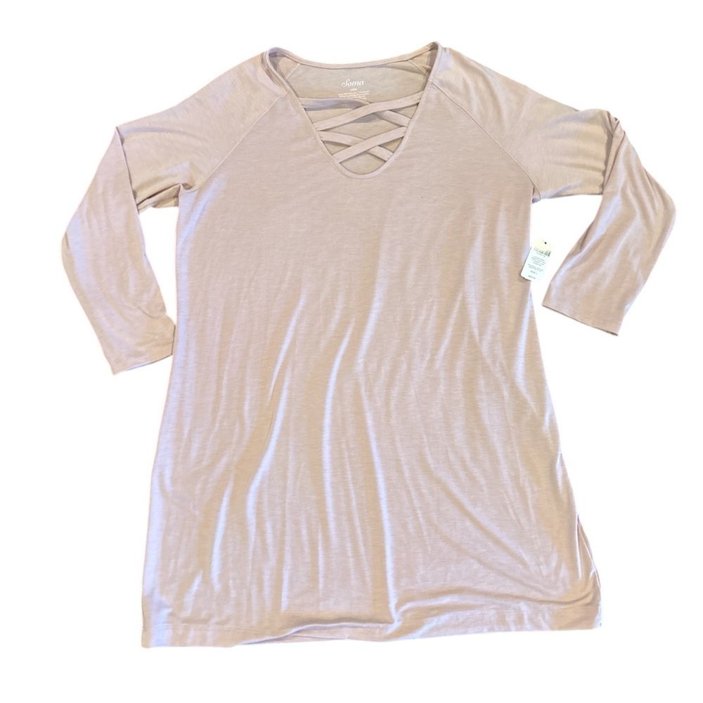 Soma Women’s Size Large Long Sleeve Easy Jersey‎ Tunic Pink NWT